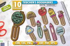 Teacher&#039;s Bookmarks Laser Cut Bundle, Teacher Gift Idea SVG Product Image 1