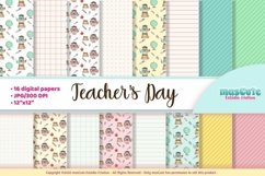 teacher owls digital paper, school Product Image 1