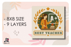 3D Teachers Card Colored Shadow box SVG Papercut template Product Image 2
