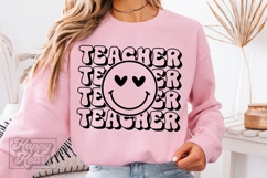 Teacher SVG PNG - Retro Teacher Shirt Quote - Smiley Teacher Product Image 3
