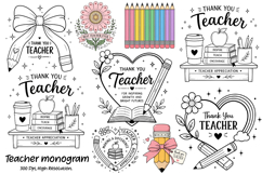 Teacher Split Monogram Png Design, Funny Design Product Image 1