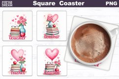 Teacher Square Coaster | Valentine Teacher Square Coaster Product Image 1