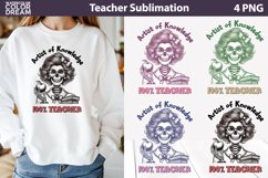 Retro Teacher Sublimation | Funny Skull Teacher Sublimation Product Image 1