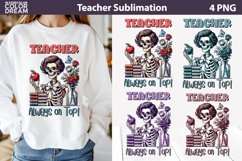 Retro Teacher Skull Sublimation | Funny Quotes Teacher Product Image 1