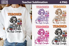 Retro Teacher Sublimation | Funny Skull Teacher Sublimation Product Image 1