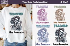 Retro Teacher Sublimation | Funny Skull Teacher Sublimation Product Image 1