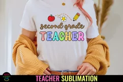 Second Grade Teacher Sublimation PNG I Teacher Shirt PNG Product Image 1