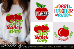 4 Teacher SVG Cut Files Best Teacher Ever Teacher Life SVG Product Image 1