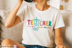 Retro Teacher SVG Teacher Teach Coffee Inspire Repeat Design Product Image 2