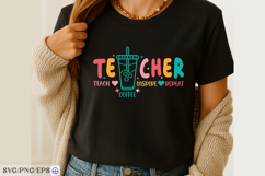 Retro Teacher SVG Teacher Teach Coffee Inspire Repeat Design Product Image 3