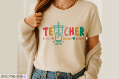 Retro Teacher SVG Teacher Teach Coffee Inspire Repeat Design Product Image 4