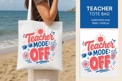 Teacher Summer Tote Bag PNG, Funny teacher bag sublimation Product Image 1