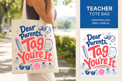 Teacher Summer Tote Bag PNG, Funny teacher bag sublimation Product Image 1