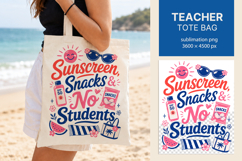 Teacher Summer Tote Bag PNG, Funny teacher bag sublimation Product Image 1