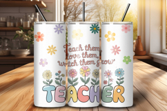Teacher 20 oz Skinny Tumbler Wrap PNG Sublimation Design Product Image 1
