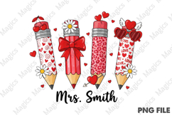 Teacher Valentine Coquette Pencil Png Product Image 1