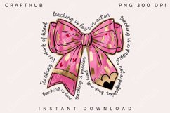 Valentine Teacher Coquette Bow Pencil Png, Teacher Valentine Product Image 1