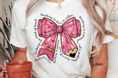Valentine Teacher Coquette Bow Pencil Png, Teacher Valentine Product Image 2