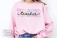 Teacher Varsity Script Pastel SVG - Teacher Life Quote PNG Product Image 3