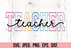 Teacher Varsity Script Pastel SVG - Teacher Life Quote PNG Product Image 5
