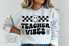 Teacher Vibes SVG - Retro Teacher Quote SVG - Teach Love Product Image 3