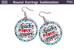 Teacher Round Earrings | Teach Love Inspire Earrings Product Image 1