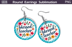Teacher Round Earrings | Blessed Teach Earrings Product Image 1