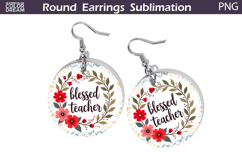 Teacher Round Earrings | Blessed Teach Earrings Product Image 1