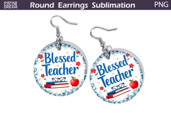 Teacher Round Earrings | Blessed Teach Earrings Product Image 1