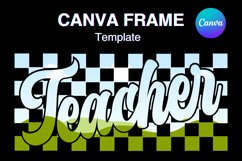 Checkered Teacher Canva Frame Retro Vintage Shirt Add Photo Product Image 1