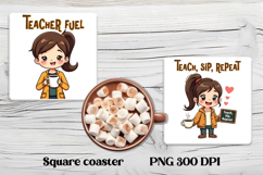 Coffee teacher square coaster | Sarcastic teacher coaster Product Image 1