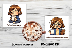 Coffee teacher square coaster | Sarcastic teacher coaster Product Image 1