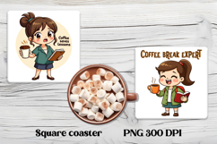 Coffee teacher square coaster | Sarcastic teacher coaster Product Image 1