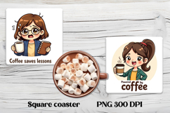 Coffee teacher square coaster | Sarcastic teacher coaster Product Image 1