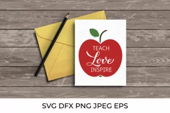 Teach love inspire lettering SVG. Teachers Day quote. Product Image 3