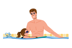 water teaching kid swim pool vector Product Image 1