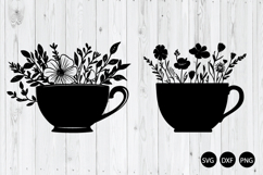 Floral Teacup SVG, Teacup With Flower SVG Product Image 1