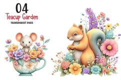 Teacup Garden Clipart, Spring Mini World Png Tiny Animal Product Image 1