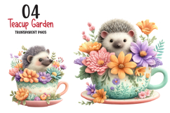 Teacup Garden Clipart, Spring Mini World Png Tiny Animal Product Image 1