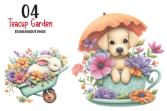 Teacup Garden Clipart, Spring Mini World Png Tiny Animal Product Image 1