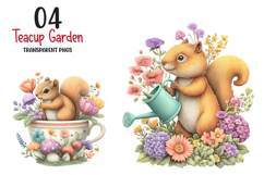 Teacup Garden Clipart, Spring Mini World Png Tiny Animal Product Image 1
