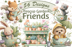 Teacup Garden Clipart, Spring Mini World Png, Tiny Animal Product Image 1