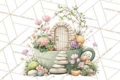 Teacup Garden Clipart, Spring Mini World Png, Tiny Animal Product Image 2