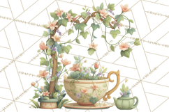 Teacup Garden Clipart, Spring Mini World Png, Tiny Animal Product Image 3