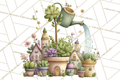 Teacup Garden Clipart, Spring Mini World Png, Tiny Animal Product Image 2