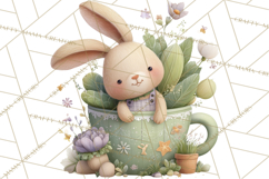 Teacup Garden Clipart, Spring Mini World Png, Tiny Animal Product Image 5