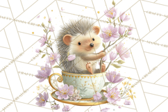 Teacup Garden Clipart, Spring Mini World Png, Tiny Animal Product Image 5