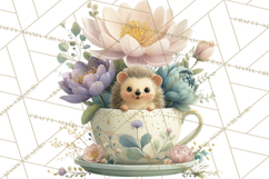 Teacup Garden Clipart, Spring Mini World Png, Tiny Animal Product Image 2