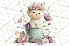 Teacup Garden Clipart, Spring Mini World Png, Tiny Animal Product Image 4