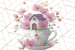 Teacup Garden Clipart, Spring Mini World Png, Tiny Animal Product Image 5